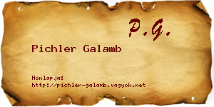 Pichler Galamb névjegykártya